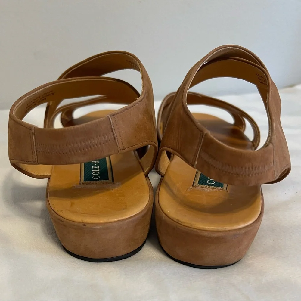Women’s Cole Haan Criss Cross Tan Leather Suede Sandals size 9M - Picture 5 of 11